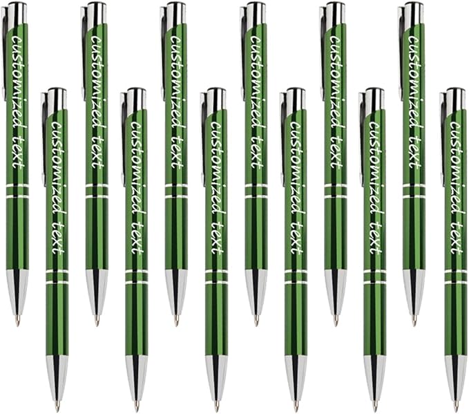 Yucold Customized ballpoint pens in bulk, personalized ballpoint pens with free engraving, for use in companies, enterprises, graduation anniversaries (Green,26)