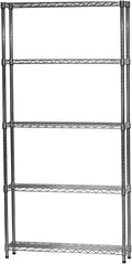 Shelving Inc. 8"D x 36"W x 84"H Chrome Wire Tiered Shelf with 5 Shelves, 800lbs Capacity Each, NSF Certified