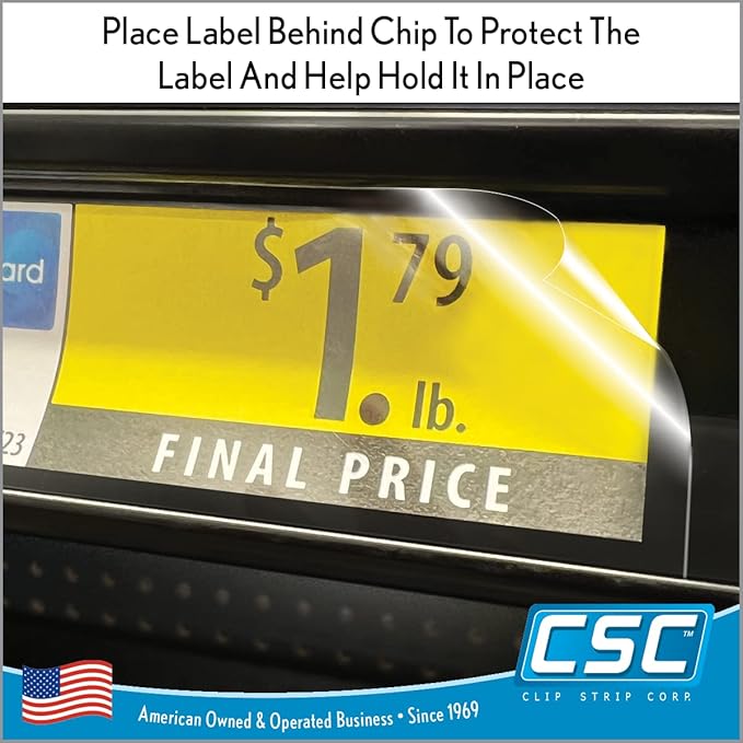 Price Data Channel Label Holder Chips, Clear Plastic Tags, 2.25" L x 1.25" H, 10 Mil Thick, Gondola Shelf Edge, Reusable, Made for Point of Purchase Shelf Molding by Clip Strip Corp.