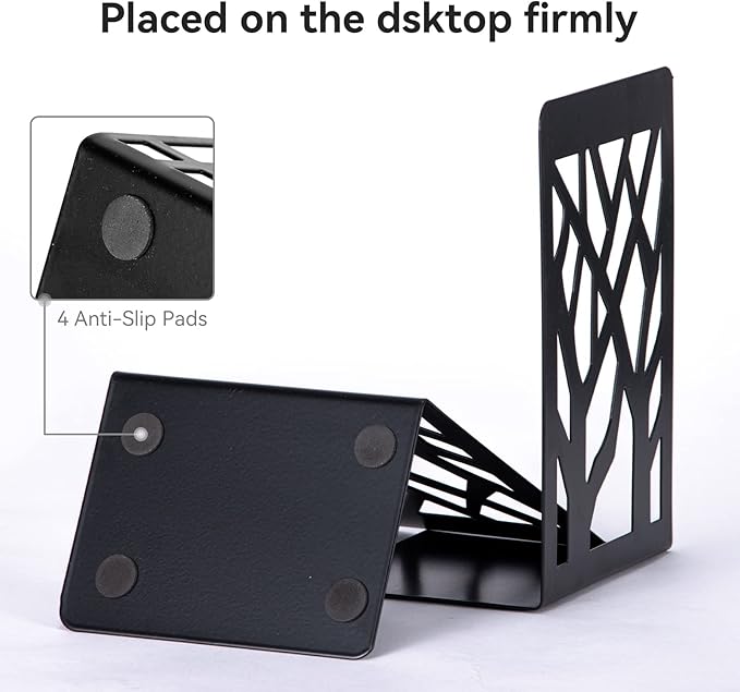 Decorative Metal Bookends Black Set of 4