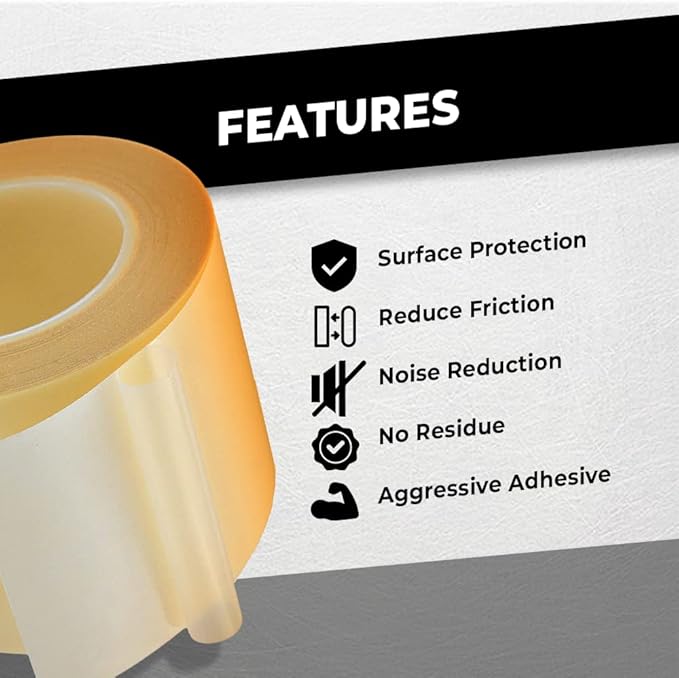 WOD SPT7A UHMW Polyethylene Transparent Film Slick Tape, 3/4 inch x 10 ft. Aggressive Adhesive - Ideal For Squeak Reduction, Drawers, and Bearings