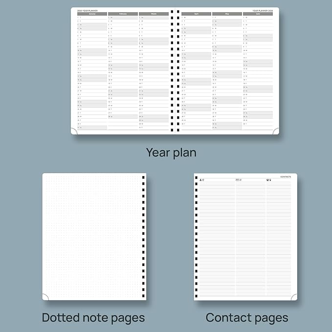 POPRUN 2026 Weekly and Monthly Planner Calendar, January 2026 - December 2026,Large 8.5'' x 10.5'' Spiral Bound Appointment Book, Includes Monthly Tabs, Inner Pocket,Soft Cover - Navy Blue