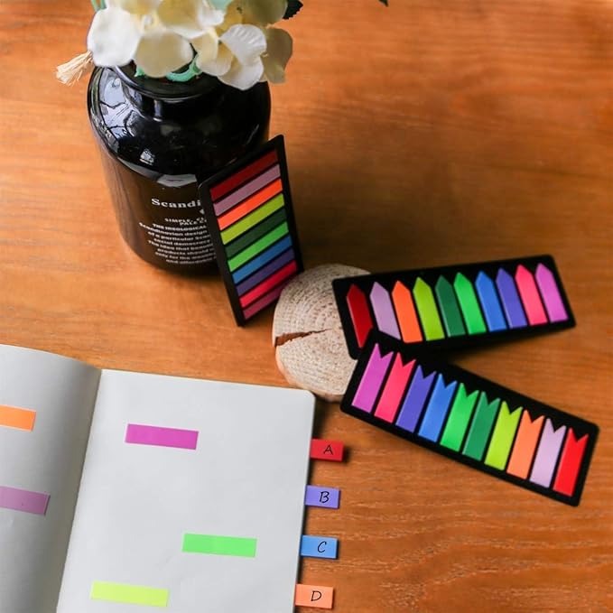 KICNIC Page Markers Sticky Index Tabs 750 Pcs, Arrow Flag Tabs Self Adhesive, Sticky Notes for Page Marking and Highlighting [3 Designs, 10 Colors] Writable, Repositionable