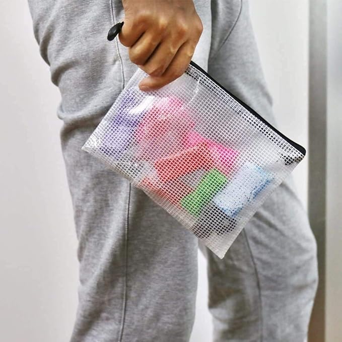 Oaimyy-18 Pcs-Mesh Zipper Pouches File Bags Puzzle Storage Bags Folders Large Bag Zip Pouch for Office Supplies,Organizing Storage,Board Game Organization-(Multicolor, 5"x 7")