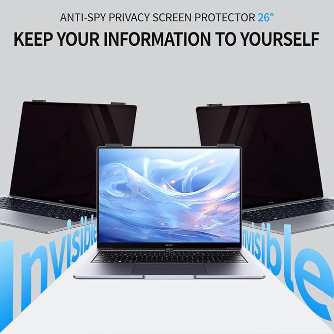 GUDTEKE Laptop Privacy Screen 15.6 inch, 9H Hanging Privacy Screen for Laptop for 16:9, Acrylic HD Eye Protection Anti Glare Blue Light Laptop Screen Privacy Filter