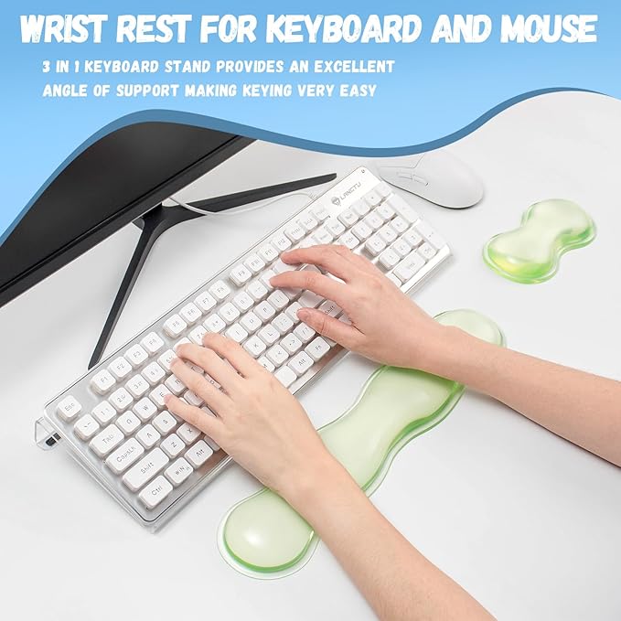 Computer Keyboard Stand with Wrist Rest - Gel Wrist Rest for Keyboard and Mouse, Ergonomic Keyboard Riser with Wrist Rest Support for Mouse