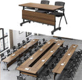Folding Conference Table,61in Rectangle Conference Room Tables,Large Rolling Meeting Seminar Tables for 2-8 People,Mobile Training Table with Caster,Collapsible Conference Training Tables for Office