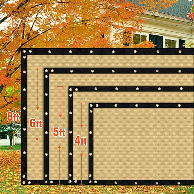 iCover 6x25ft Privacy Screen Fence, Outdoor Fencing Panels, Garden Windscreen Mesh Shade Sail Net Barrier, Include Reinforced Bindings and Brass Grommets Cable Zip Ties, Sand