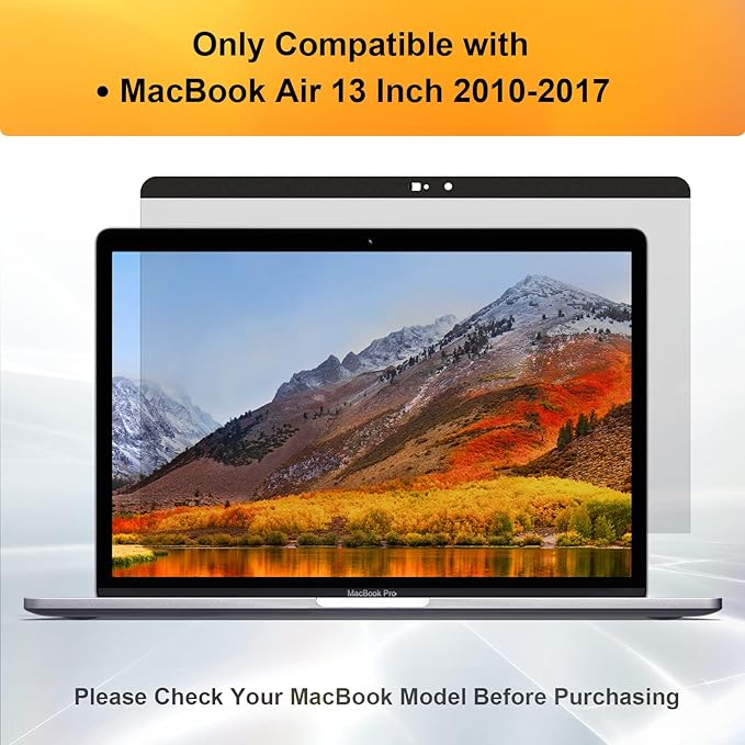 Mamol Privacy Screen MacBook Air 13 Inch (2010-2017), Magnetic Removable Anti Blue Light Glare Filter Anti Spy Screen Protector with Camera Cover for Apple Mac 13'' Laptop (A1369, A1466)