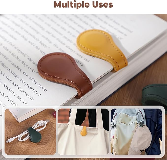 Personalized Magnetic Leather Bookmark, 26 Letters Custom Leather Bookmarks, Handmade, Leather Magnetic Bookmark for Book Lovers Readers Women Kid(Black，P）