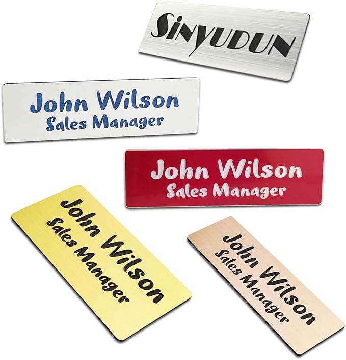 Custom Engraved Name Tag Badges for Business, Personalized Identification with Pin, Magnetic, Adhesive, or Blank Backing, 1.5"x3", Green/White Text