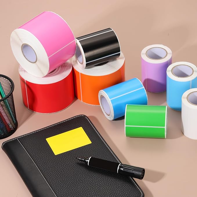 PATIKIL 2 x 3 Inch Rectangle Inventory Color Coding Labels 2 Roll, Square Self-Adhesive Inventory Label Stickers for Office Home Organization Name Tags, 250 Per Roll, Purple
