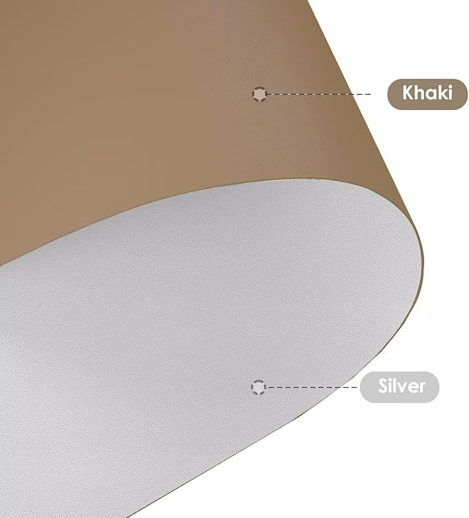Zinkooat Leather Table Cover,1.8mm Thick,24x60 Inch Desk Cover,Large Desk Mat,Table Protector,Table Cover Protector,Desk Protector,Table Pad,(Khaki+Silvery,24x60)