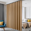 hoeflife Room Divider Curtains Blackout Floor to Ceiling Curtain with Hook Wall Mount Sliding Door Curtains Ceiling Mount Extra Wide Curtain Wall Divider for Room Separation (Khaki, W180 x H96 Inch)