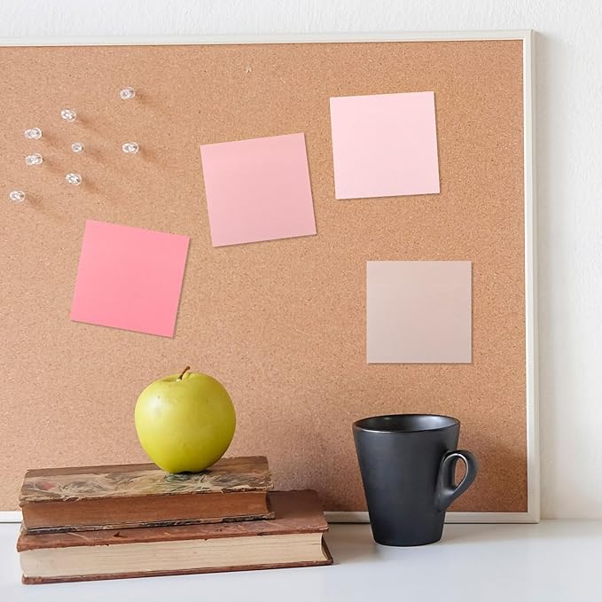 Thenshop 12 Pads Pink Sticky Notes 3''x3'', Self Stick Notes Pads Pink Office Supplies, Vintage Aesthetic School Accessories 50 Sheets/pad