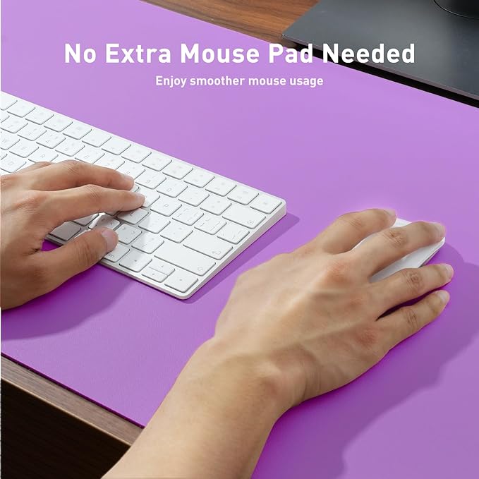 Aothia Leather Desk Pad Protector, Mouse Pad, Office Desk Mat, Non-Slip PU Leather Desk Blotter, Laptop Desk Pad, Waterproof Desk Writing Pad for Office and Home (36" x 17", Iris Violet)