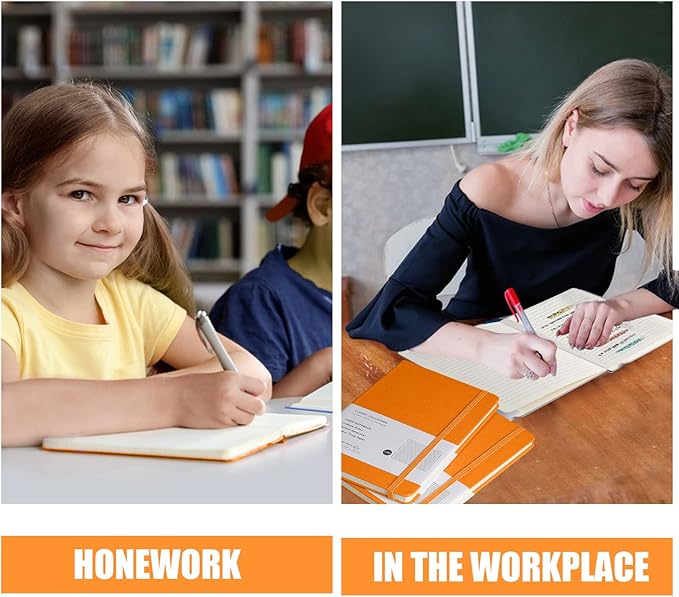 EMOMAS Lined Journal Notebook – Hardcover Notebook for Men & Women – Journals for Writing, Work, School, Home & Daily Notes, 160 Pages – Medium A5, 5.7"x8", 100 gsm Thick Paper (Orange)
