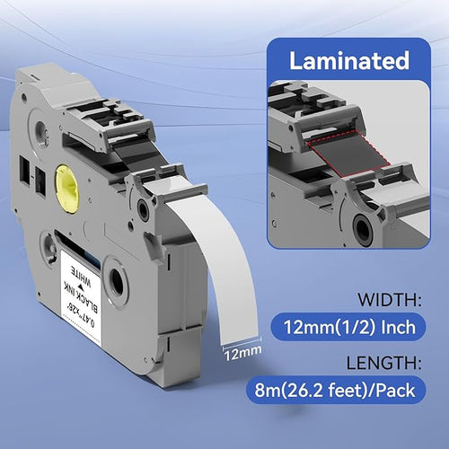 10pack TZe231 Replacement for Brother Label Maker Tape TZe TZ Tape 12mm 0.47 Inch Laminated White P Touch Label Tape, Compatible with Brother PT-D210 D220 H110 D400 D410 D600 D610BT