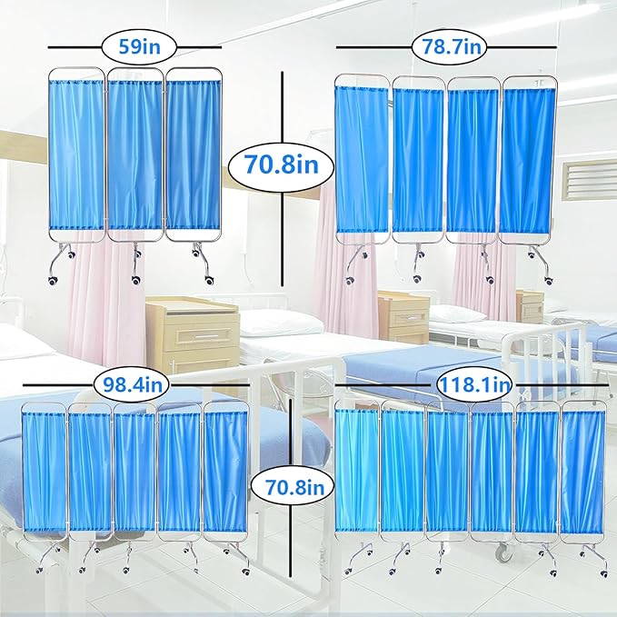 Portable Medical Privacy Screen, Medical Privacy Screen on Wheels, Rolling Medical Room Divider for Hospitals Clinics Bedrooms Beauty Salon (White, 6 Panel)