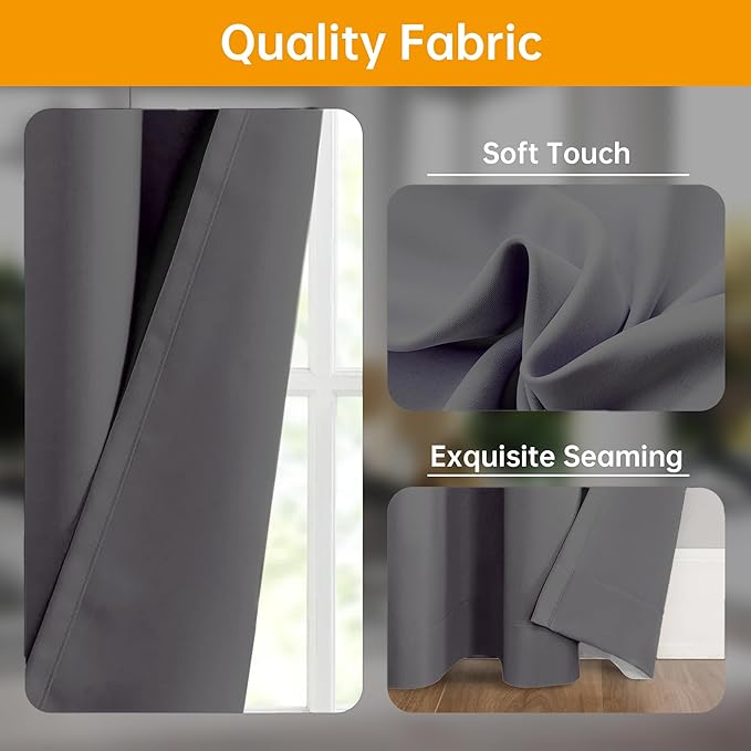 hoeflife Room Divider Curtains Blackout Floor to Ceiling Curtain with Hook Wall Mount Sliding Door Curtains Ceiling Mount Extra Wide Curtain Wall Divider for Room Separation (Grey, W180 x H96 Inch)