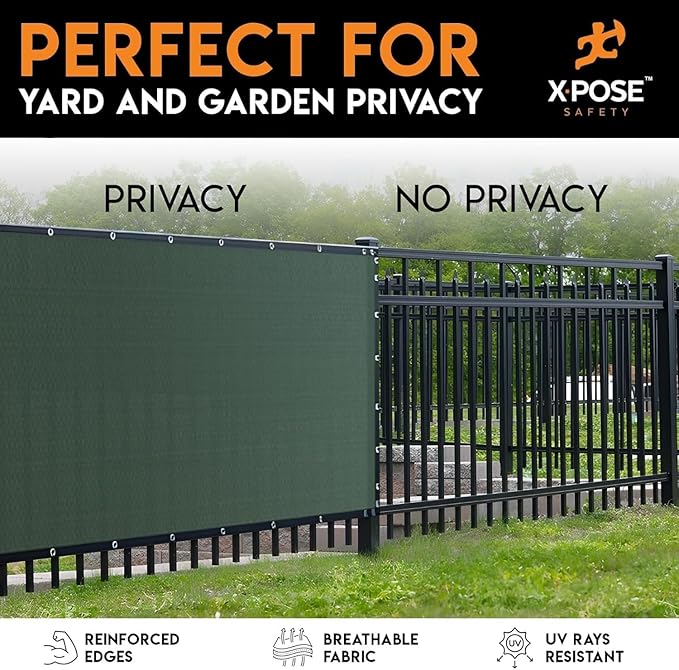 Xpose Safety Privacy Fence Screen 5’ x 50’ (12 Pack) – Heavy Duty Green Mesh with 90% Visibility Block, UV Protection – for Garden, Yard, Nursery, Kennel, Dog Run, Greenhouse