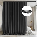MaKefeile Room Divider Curtains with Flexible Ceiling Tracks Set,Blackout Curtain Ceiling Mount Curtain Track Privacy Room Dividers Ceiling Track Curtain Rod(Black Drape & Black Rail W 10 × H 7 FT)