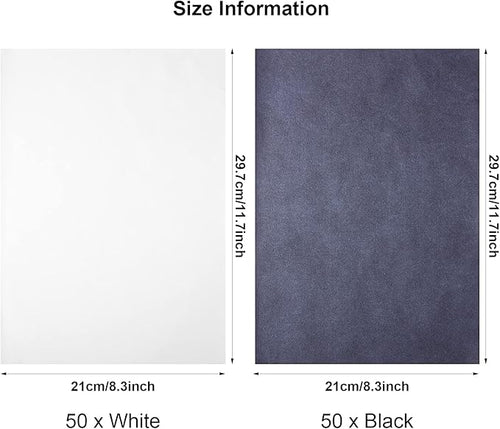 105 Pcs Carbon Transfer Paper 11.7 x 8.3 Inch Tracing Carbon Graphite Copy Paper with Embossing Stylus Tracing Stylus Dotting Tools for Cloth Wood (Black, White)