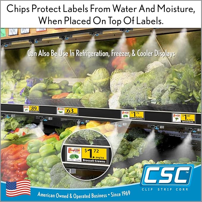 Price Data Channel Label Holder Chips, Clear Plastic Tags, 3" L x 1.25" H, 10 Mil Thick, Gondola Shelf Edge, Reusable, Made for Point of Purchase Shelf Molding by Clip Strip Corp., 250 Pack