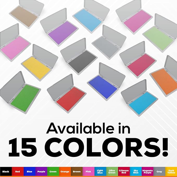 2 Pack Metal Case Stamp Pad Large Size, Dry - Size: 3" x 6" - Choose from 15 Ink Colors