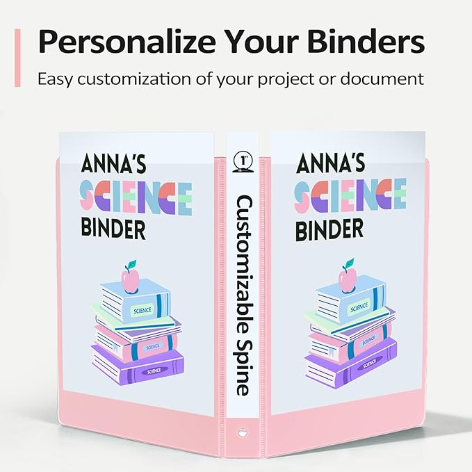 BinderX Extra Durable 3 Ring Binder, Round Ring 2 Inch Binders, Fits 450 Sheets of 8.5x11 Paper, Customizable View Cover with Inside Pockets, Cute 2" Binder, School Supplies for Girl, Lavender Purple