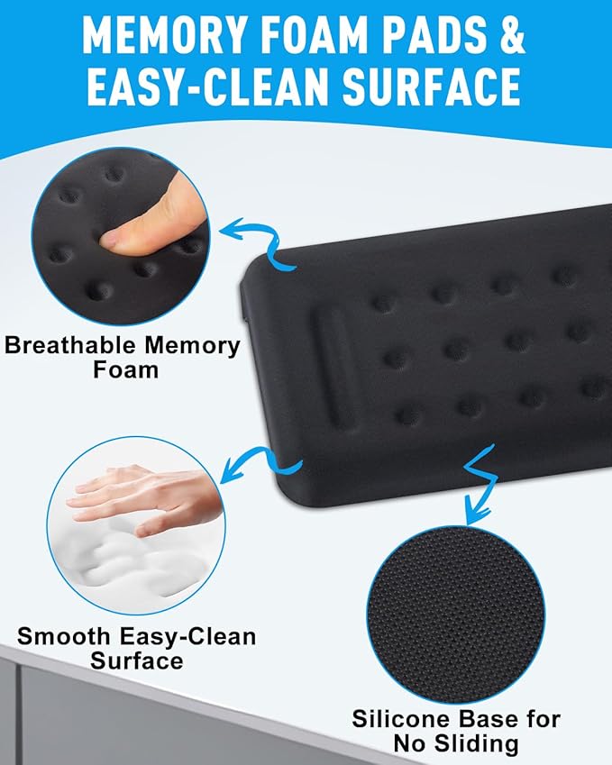 2 Pack L-Shaped Arm Rest for Desk, Ergonomic Elbow Pads with Non-Slip Base, Memory Foam Desk Edge Cushion & Wrist Rest for Office, Home, Study Use