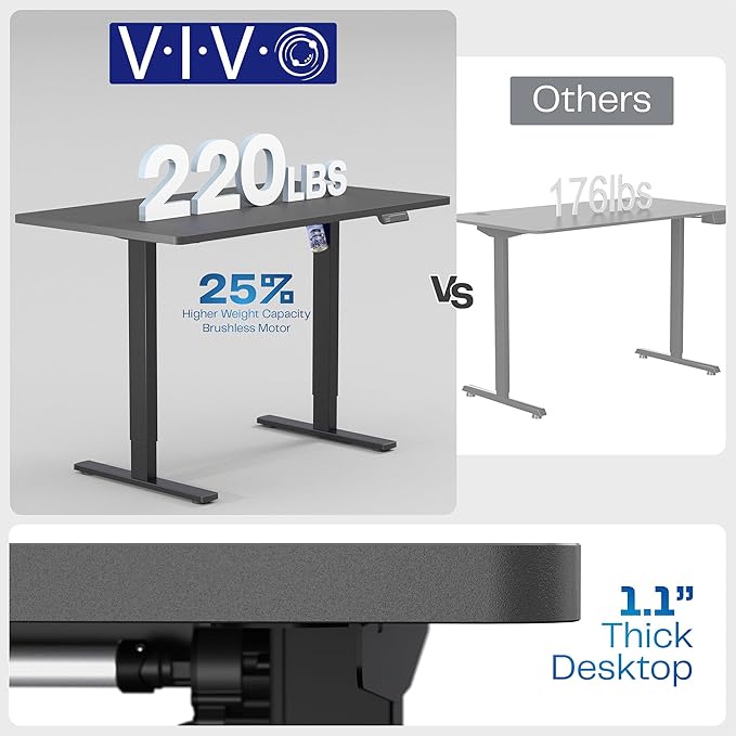VIVO Electric 60 x 24 in Standing Desk, Memory Height Adjustment, 1B Series, Holds 220 lbs, One-Piece Reclaimed Wood Top, Black Frame, DESK-KIT-1B6P