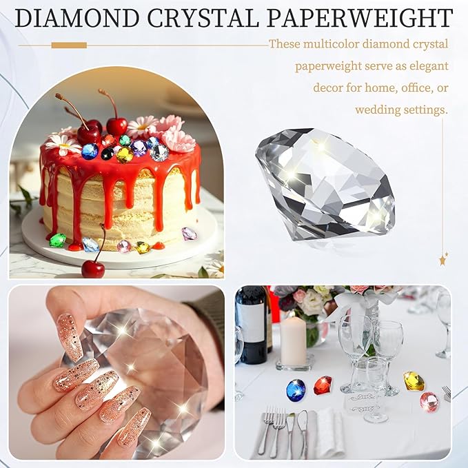 PATIKIL 5 Pcs Diamond Crystal Paperweight, 30mm / 1.18 Inch Crystal Paperweight Paper Weight for Home Office Desktop Table Decor Wedding Party Jewelry Ornaments, Clear
