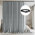 MaKefeile Room Divider Curtains with Flexible Ceiling Tracks Set,Blackout Curtain Ceiling Mount Curtain Track Privacy Room Dividers Ceiling Track Curtain Rod(Grey Drape & Black Rail W 12.5 × H 8 FT)