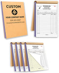 Custom Carbonless Invoice Book with Logo, Personalized Cover & Inner Pages, 2 Part NCR Receipt & Work Order Forms, Easy Tear, Writing Shield for Small Business (2-Part [White/Yellow], 8.3 x 5.5INCH)