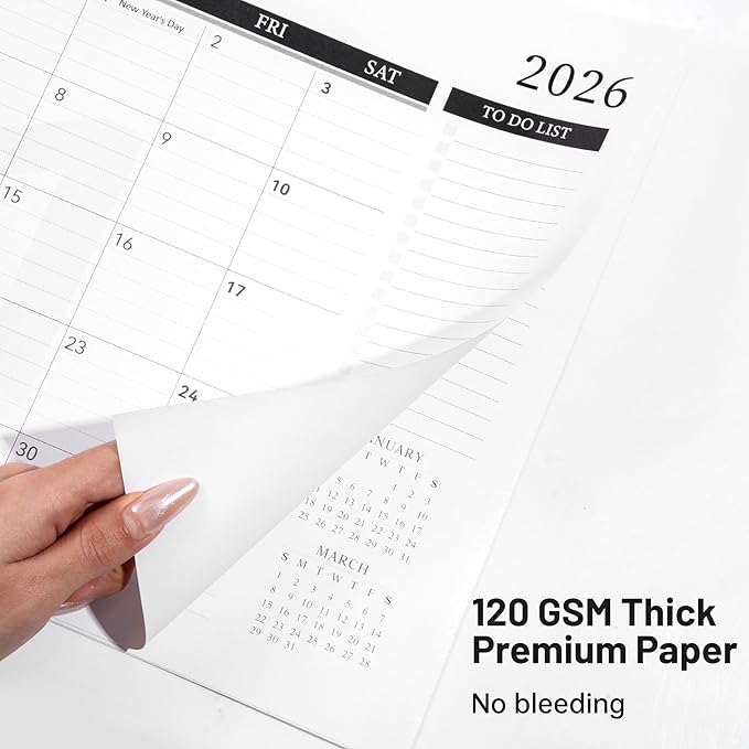 Yoment Desk Calendar Refill 2026-2027, Jan 2026-Dec 2027, Large 10"x16" Monthly Planner with to-do Lists 24 Months Calendar for Office School Home, Black