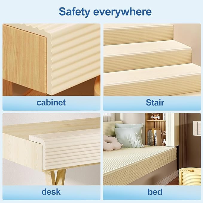 Edge Protector,Baby Proofing Baby Edge Protector Strip Safety,Soft Rubber Foam Padding,Edge Corner Guards Protector Corner Edge Bumpers for Furniture (Grey, 6.56Ft x 3.93" W x 0.4" Th)