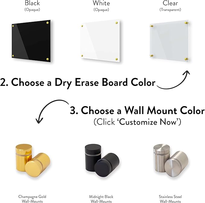 Acrylic Dry Erase Board for Wall with Stylish Border - Shipped Next Day, Made in USA, Non-Magnetic Whiteboard, Wall Mounted Board, Easy to Clean (Clear - 30x48)