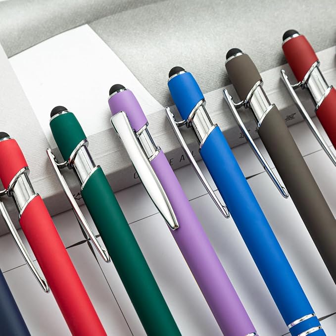 HEYZARDA Personalized Pens with Name Text Logo Custom Ballpoint Pen for Business Office Events with Stylus for Touchscreen 10 Pcs Peach
