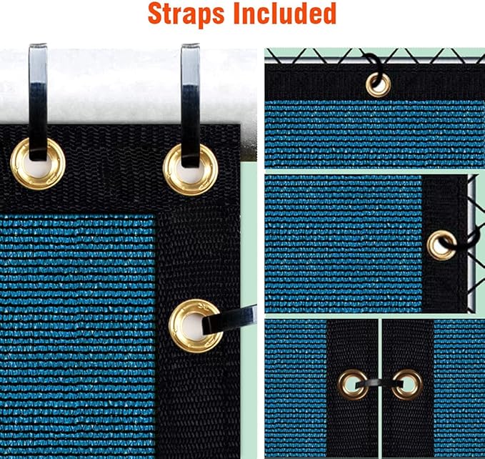 iCover 6x50ft Privacy Screen Fence, Outdoor Fencing Panels, Garden Windscreen Mesh Shade Sail Net Barrier, Include Reinforced Bindings and Brass Grommets Cable Zip Ties, Blue