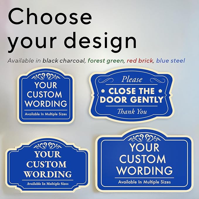 Custom Decorative Outdoor Metal Sign - Personalized Aluminum Driveway Sign, Waterproof, Made in USA - Design 1 Blue Steel 18x18 In