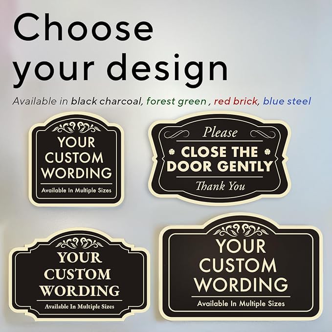 Custom Decorative Outdoor Metal Sign - Personalized Aluminum Driveway Sign, Waterproof, Made In USA - Design 3 Black Charcoal 10x7 In