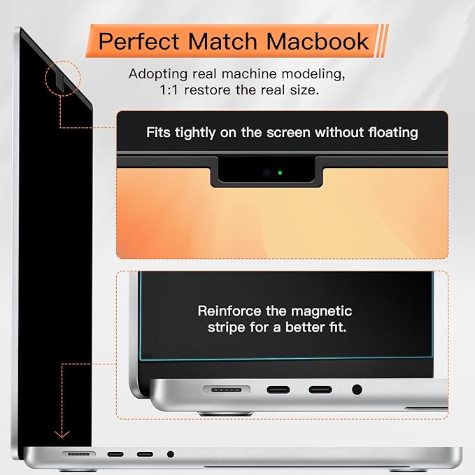 Mamol Magnetic Privacy Screen MacBook Pro 16 Inch 2021-2025 (M1-M2-M3-M4), Removable Anti Blue Light Glare Filter Screen Protector