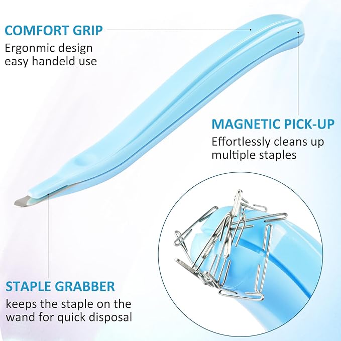 Professional Magnetic Staple Remover Puller Staples Remover Staple Removal Tool for School Office Home 4 Pack (Blue, Pink, Purple, Green)