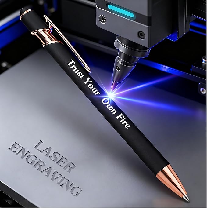 CRME Custom Engraved Ballpoint Pens Bulk Customized Metallic Printed Name Pens Black Ink Personalized Pen with Text Business Logo Smooth Writing for Professionals Teachers Office Meetings Blue Pen