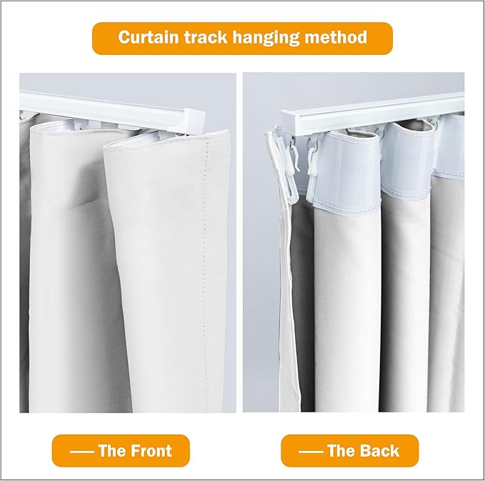 Hoeflife Room Divider Curtains Blackout Floor to Ceiling Curtain with Hook Wall Mount Sliding Door Curtains Ceiling Mount Extra Wide Curtain Wall Divider for Room Separation(Greyish White,W180xH108In)
