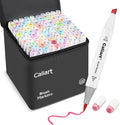 Caliart Pastel Alcohol Markers Brush Tip, 100 Colors Dual Tip Coloring Marker Pen Set Brush & Chisel, Art Supplies Gift for Adults Coloring Book Artists Sketch Drawing Illustration