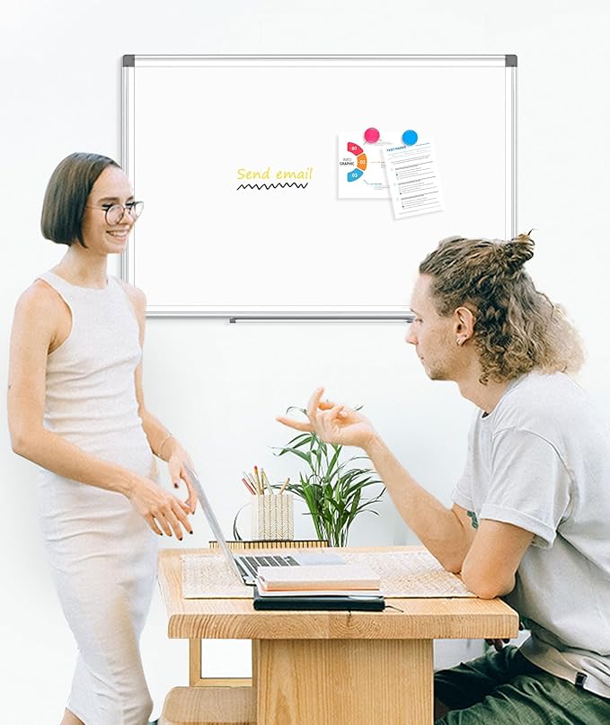 AMUSIGHT 3 Pack Double-Sided Magnetic Whiteboard, 36" x 24" Dry Erase Board, Aluminum Frame White Board for Wall, Hanging Mounting White Board Dry Erase Marker Board for Office, School, Home