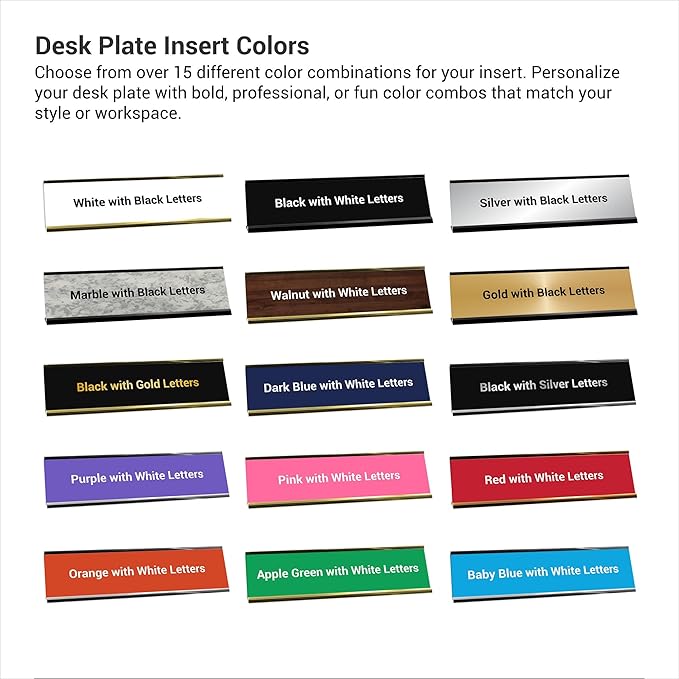Custom Engraved Desk Plate | Personalized with your Name and Title | Perfect Decor for Office, Business, or Home | Multiple Font and Color Options | 2x8" or 2x10" (Orange w/White Letters, 2x10")