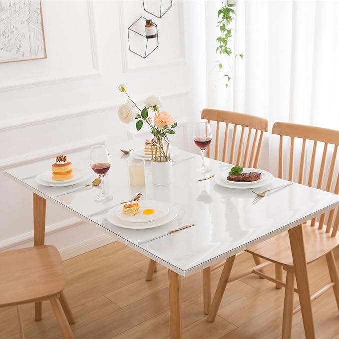 Eisdroma 38 x 61 Inch Clear Table Cover Protector, Clear Table Protector for Dining Room Table, 1.5mm Plastic Table Cover, Waterproof Table Pad for Kitchen, Office